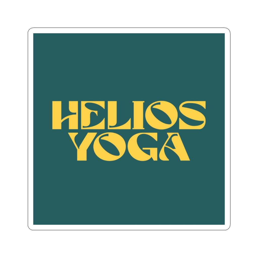 Helios Yoga Sticker — Retro Bold Logo Kiss-Cut Laptop Decal