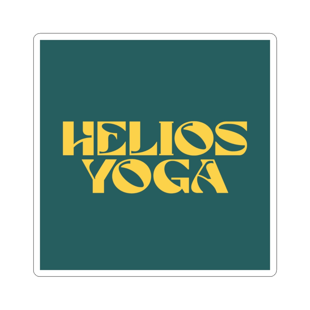 Helios Yoga Sticker — Retro Bold Logo Kiss-Cut Laptop Decal