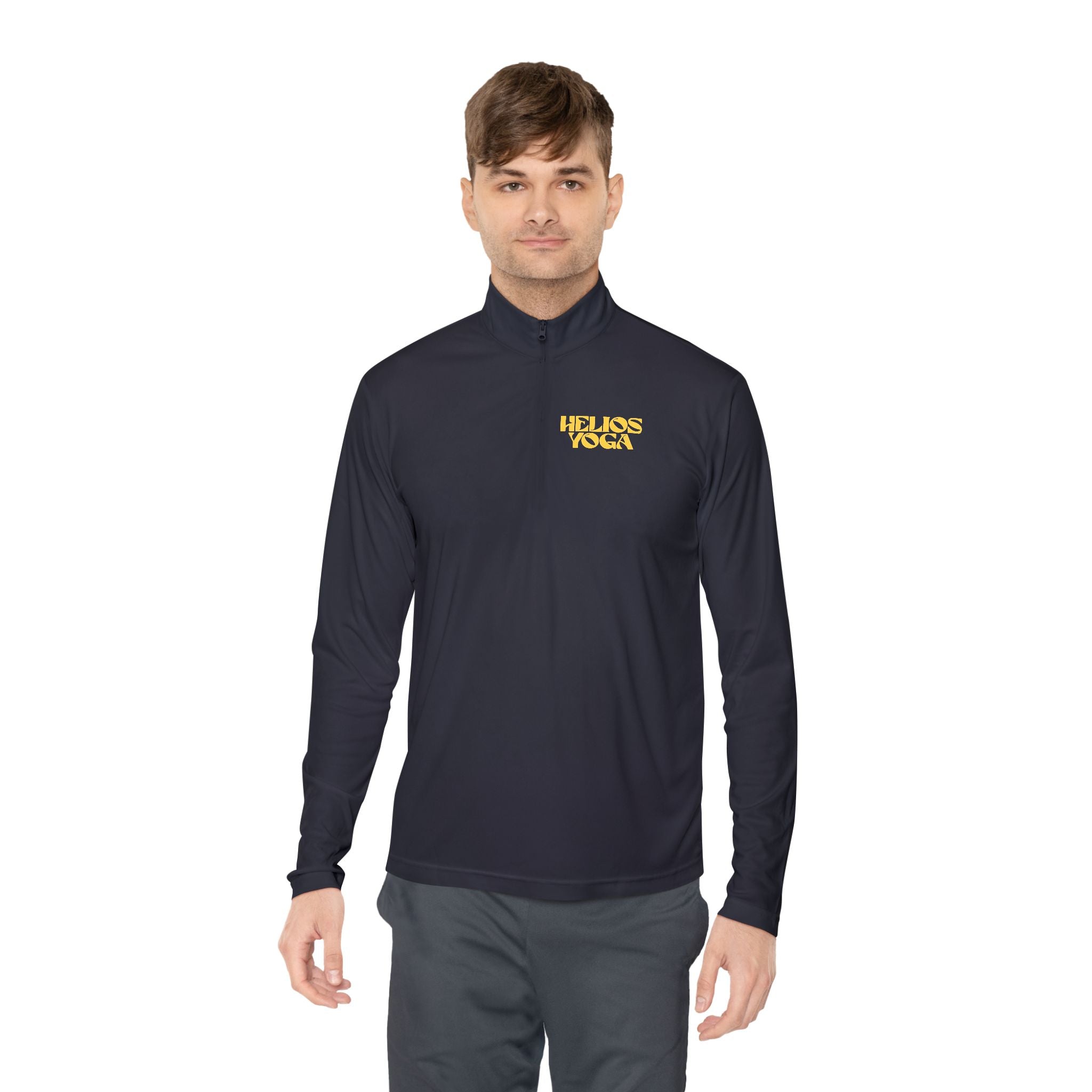 Quarter-Zip Pullover — Small Bold Yellow Helios Yoga Logo
