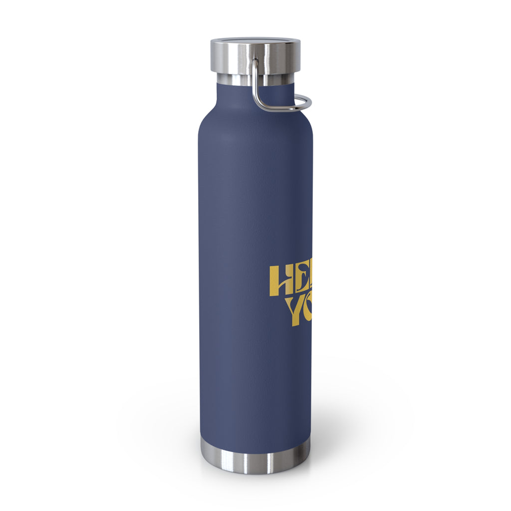 22oz Insulated Water Bottle — Retro 'Hello You' Bold Typography, Copper Vacuum Flask
