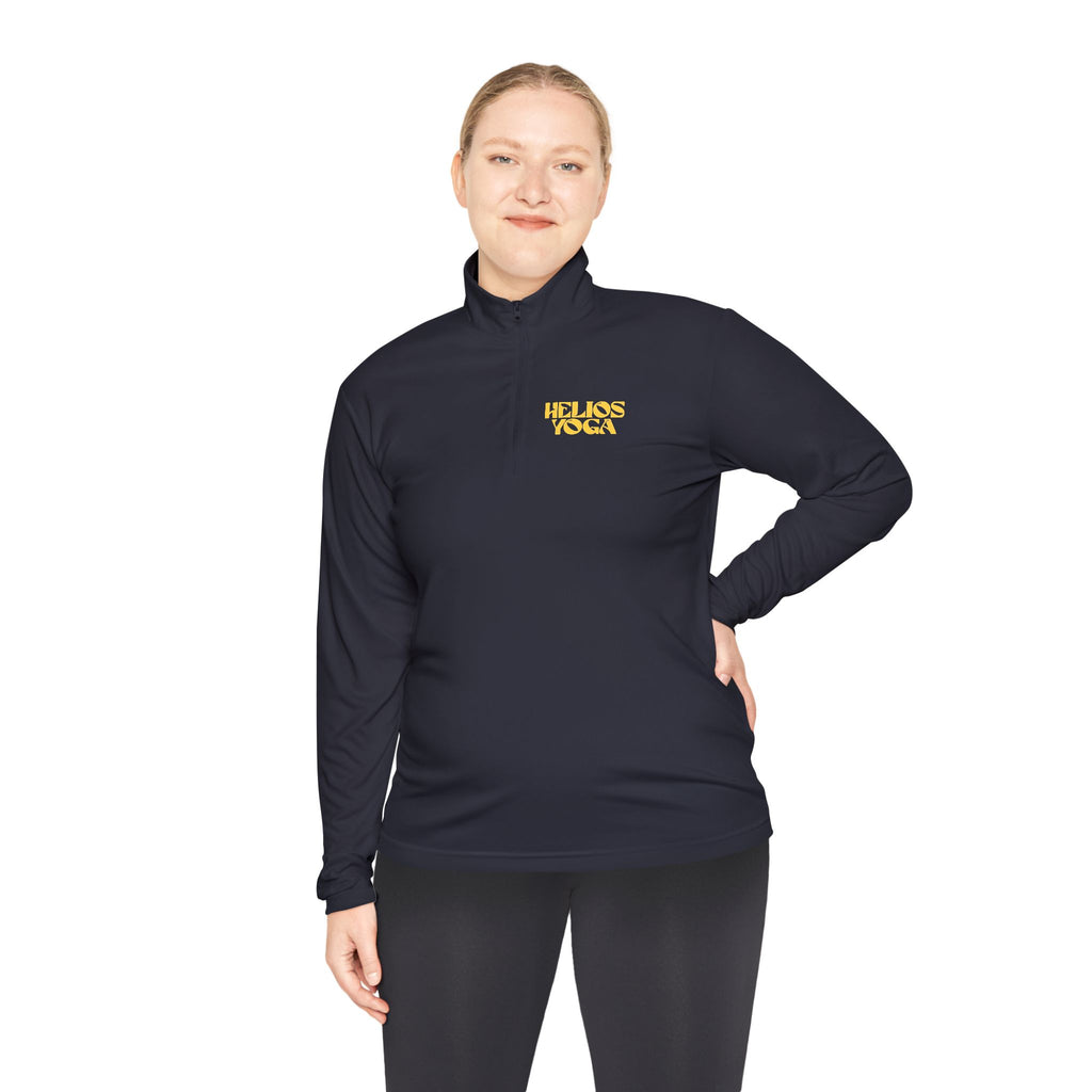 Quarter-Zip Pullover — Small Bold Yellow Helios Yoga Logo